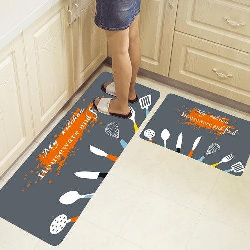 2PCS PU Leather Foam Kitchen Floor Mat, Waterproof Non-slip for Kitchen, Home, Office - Toytexx 2PCS PU Leather Foam Kitchen Floor Mat, Waterproof Non-slip for Kitchen, Home, Office - Toytexx